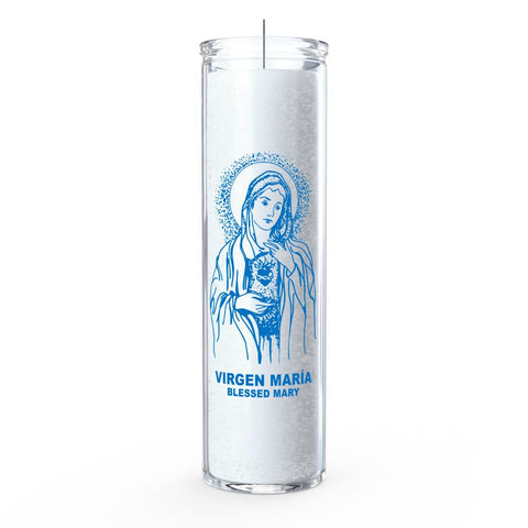 Virgin Mary 7 Day Candle, White