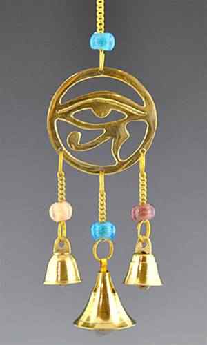 Egyptian Eye Brass Chime with Bead - 9"L