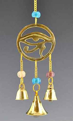 Egyptian Eye Brass Chime with Bead - 9"L