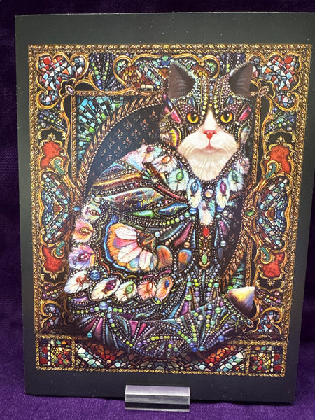 Greeting Card Blank inside Mosaic Cat