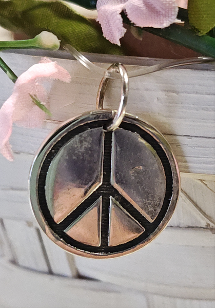Silver Peace Sign Lotus Reversible Pendant