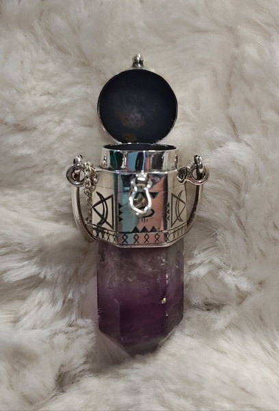 Rainbow Fluorite Point with Storage Cap Pendulum