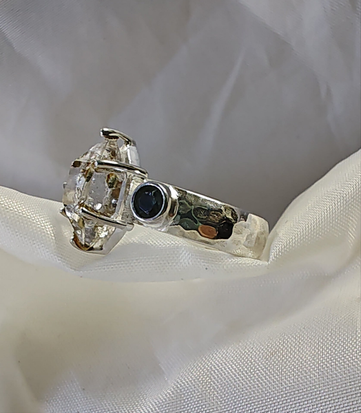 Herkimer Diamond and Green Kyanite Ring