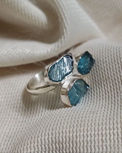 Blue Apatite Ring silver band