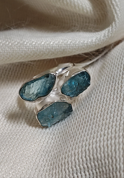 Blue Apatite Ring silver band