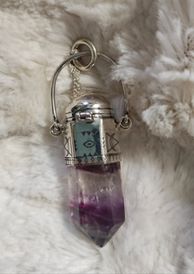 Rainbow Fluorite Point with Storage Cap Pendulum