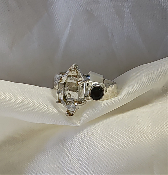 Herkimer Diamond and Green Kyanite Ring