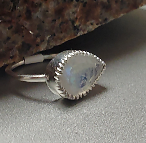 Rainbow Moonstone Ring Teardrop