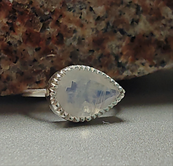 Rainbow Moonstone Ring Teardrop