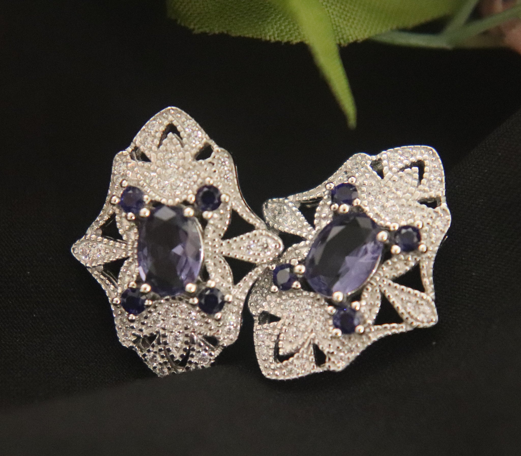 Tanzanite and Sapphire Stud Earring