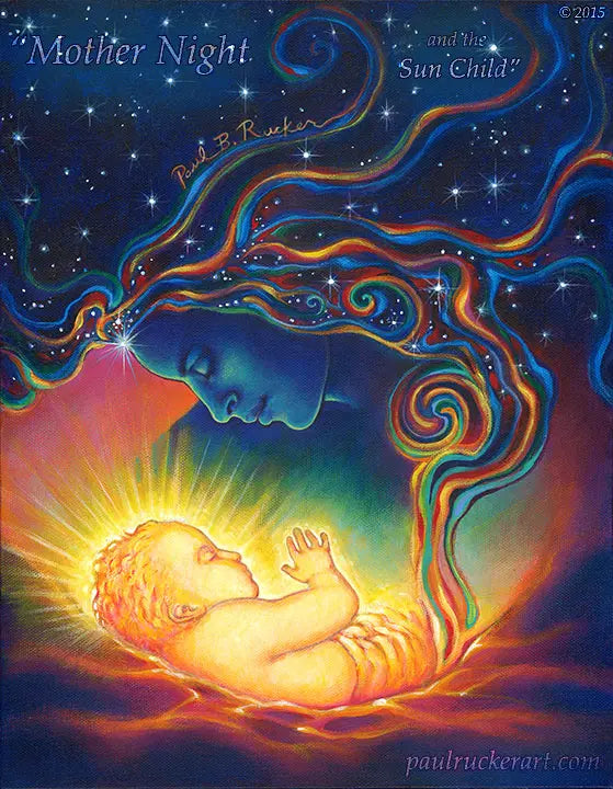 Mother Night and the Sun Child Greeting Card