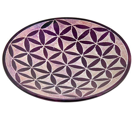 Flower of Life Carved Bowl/Plate Burner in Purple