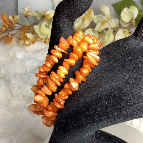 Shell Dyed Orange Chip Bracelets