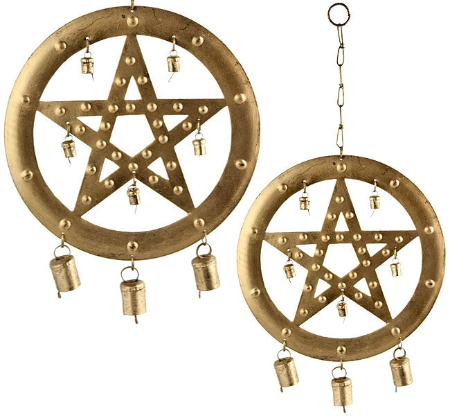 Pentacle Chime with Bells - 9.5"W, 18"H