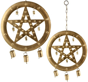 Pentacle Chime with Bells - 9.5"W, 18"H