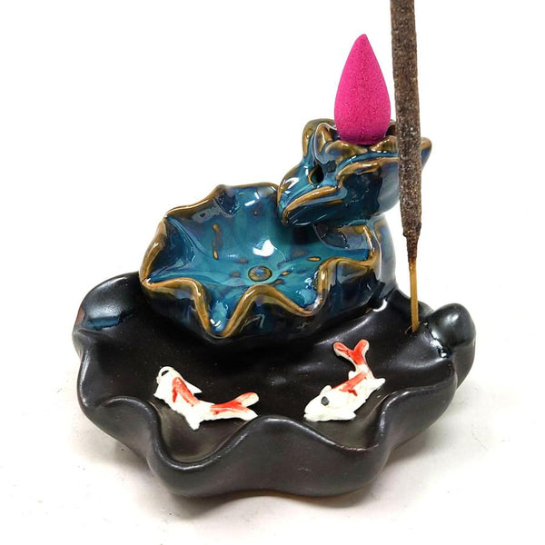 Waterfall Koi Design Backflow Cone Incense Burner