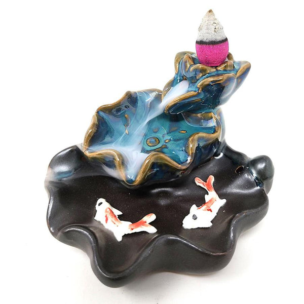 Waterfall Koi Design Backflow Cone Incense Burner
