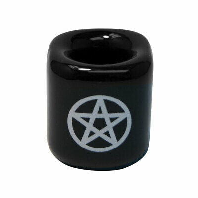 Pentacle Black and Silver Ceramic Spell Chime Candle Holder