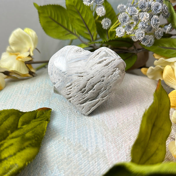 Snow Lace Agate Heart Shaped Specimen