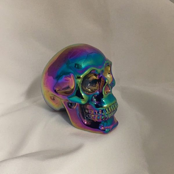 Titanium Aura Quartz Skull