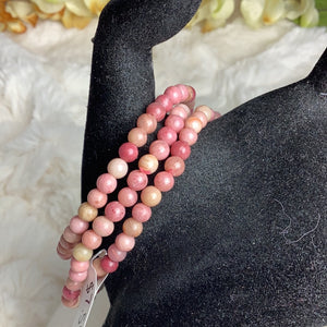 Rhodonite Round Bead Bracelet 4mm