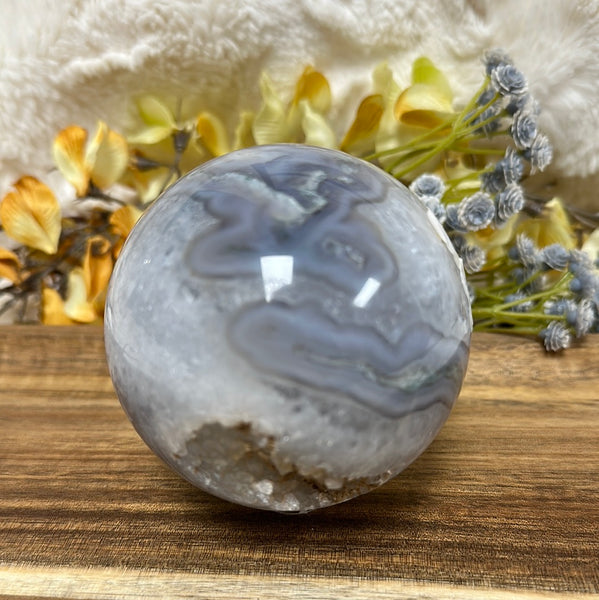 Blue lace Agate Druzy Sphere