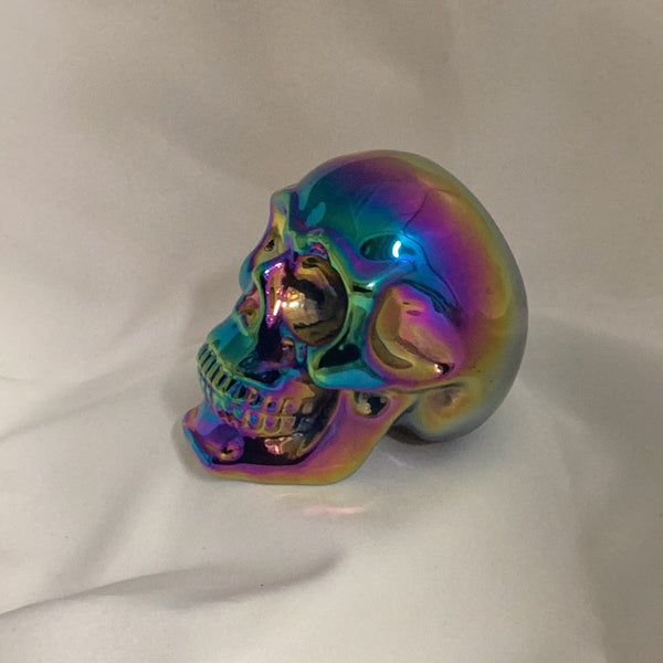 Titanium Aura Quartz Skull