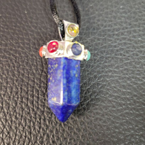 7 Chakras Pendant with Lapis Lazuli Point