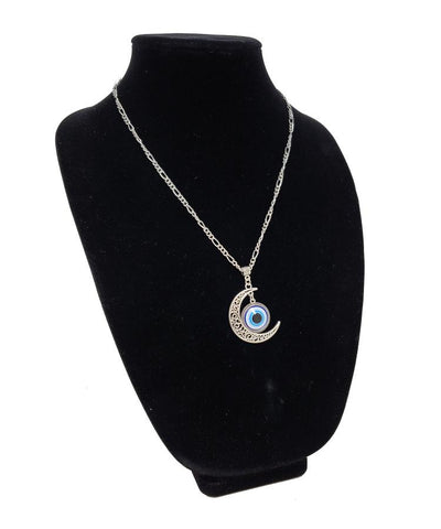 Evil Eye in Moon Pendant Necklace with chain