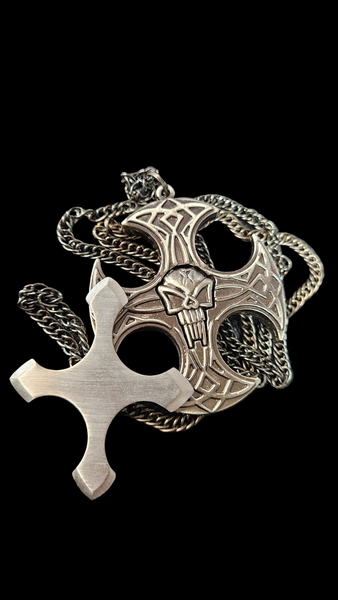 JHZ Celtic Cross Hidden Throwing Star Necklace