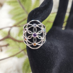 Chakra Flower of Life Ring