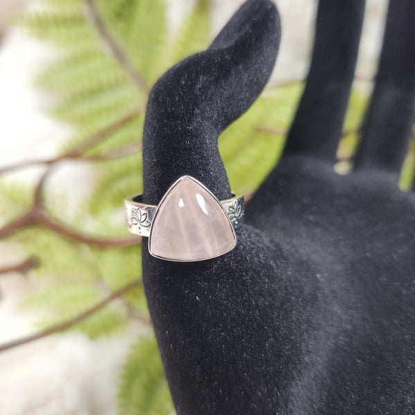 Rose Quartz Triangle Ring