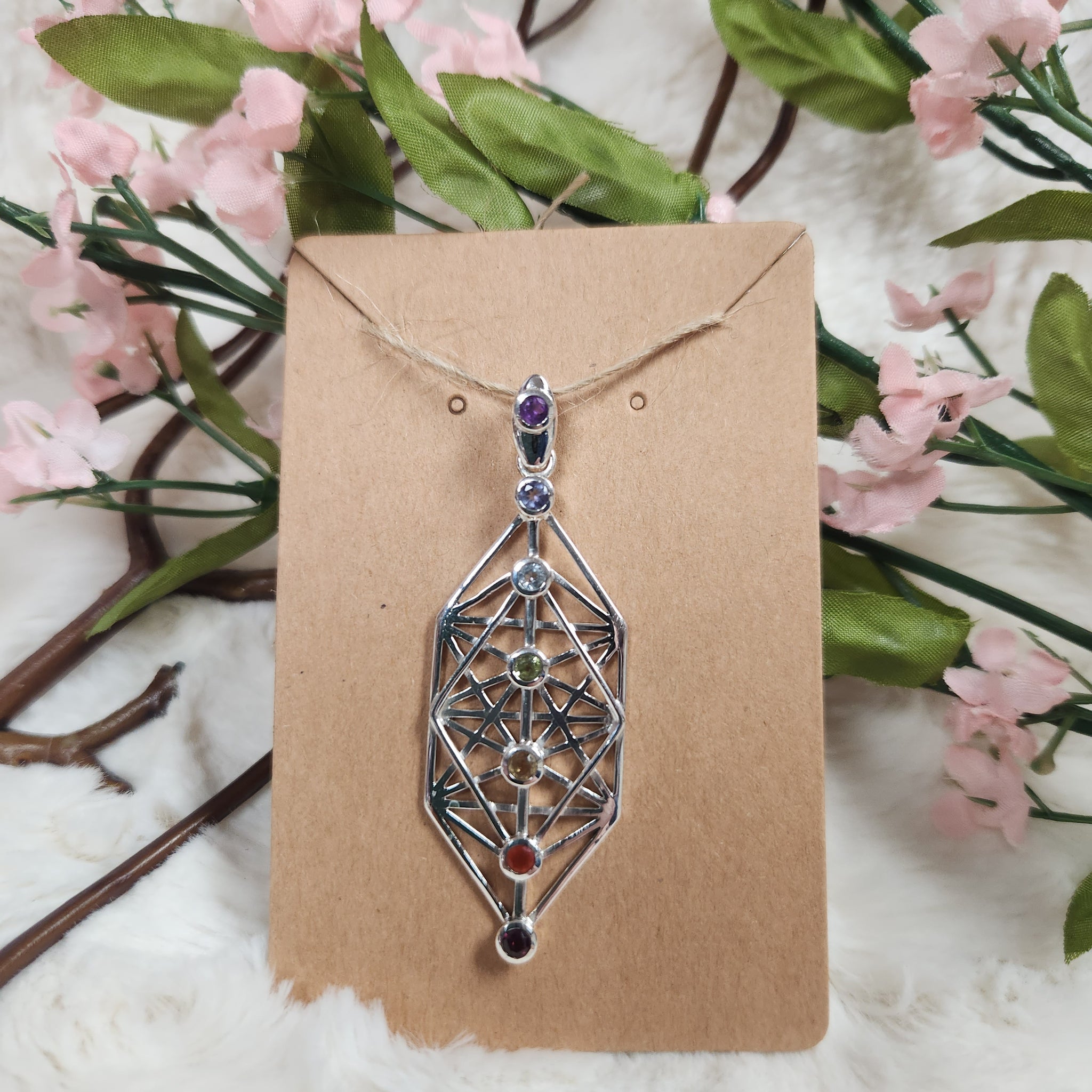 Tree of Life Pendant With 7 Chakra Stones