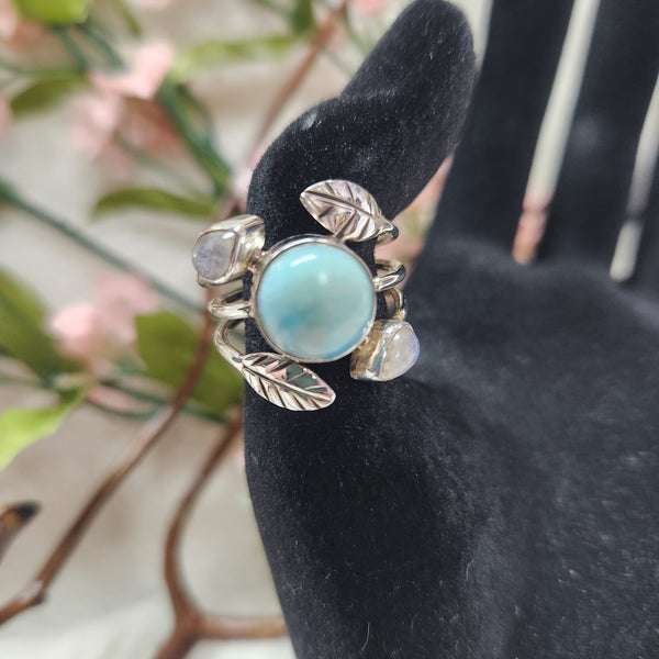 Larimar and Moonstone Ring