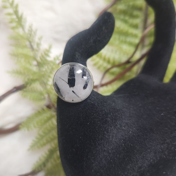 Tourmalated Quartz Circle Ring