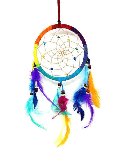 Multi Colored Dreamcatcher With Feathers & Beads