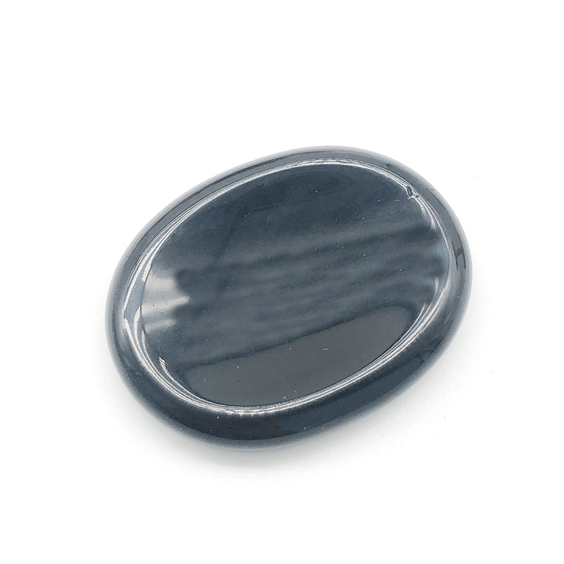Worry Stones Oval Thumbed Black Obsidian