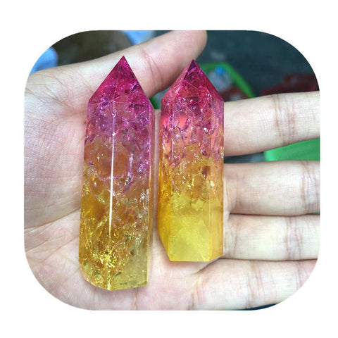 Pink and Yellow Aura Stone Obelisk