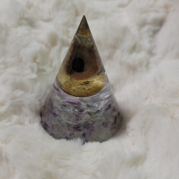 Orgonite Cone Ammonite in Fluorite