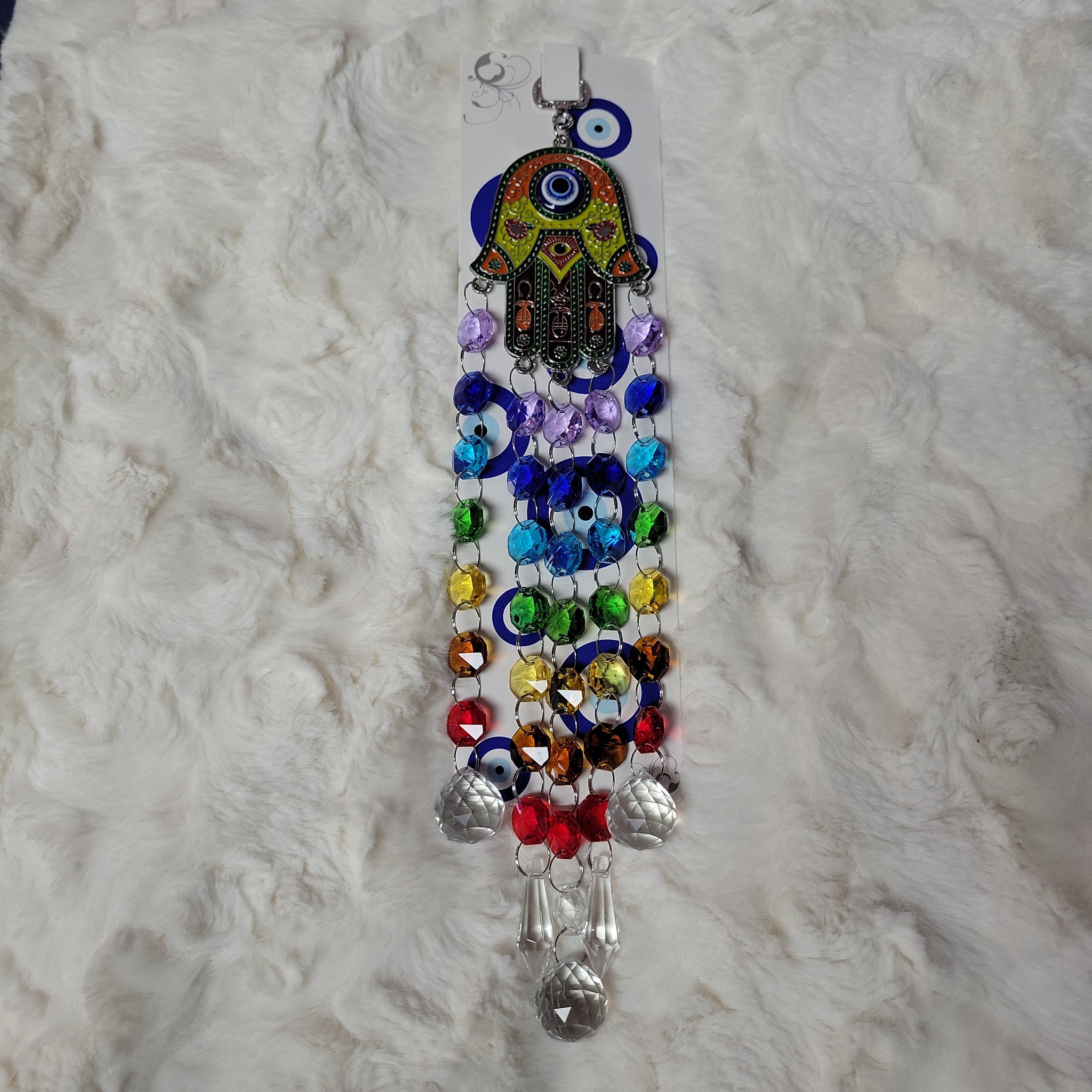 Evil Eye Wall Hanging with Multicolored Beads and Pendant