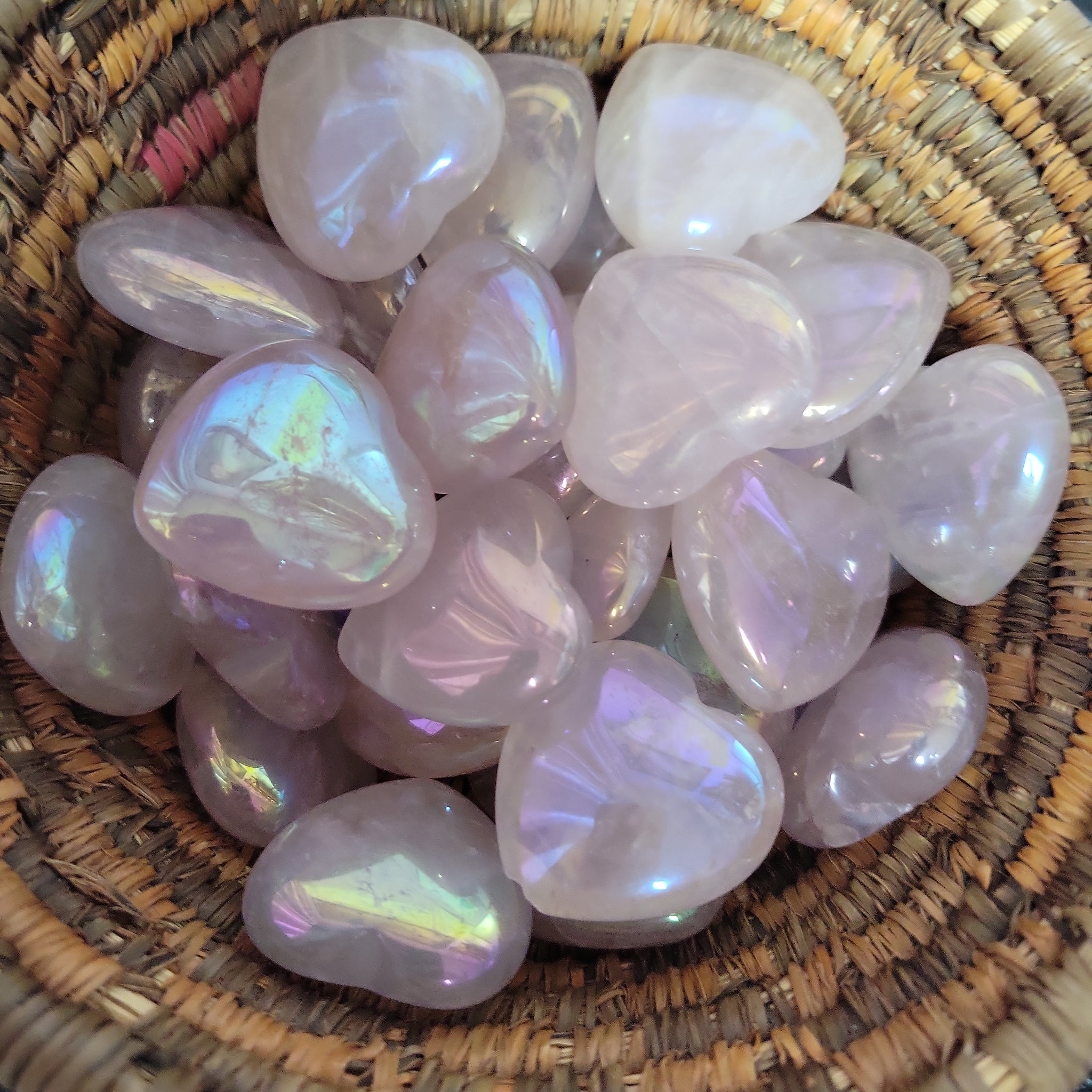 Rainbow Rose Stone Hearts