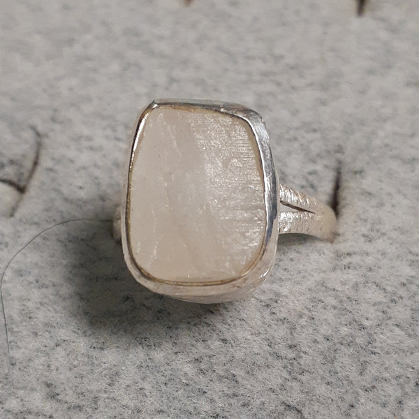 Moonstone Rough Stone in Freeform Sterling Silver Setting