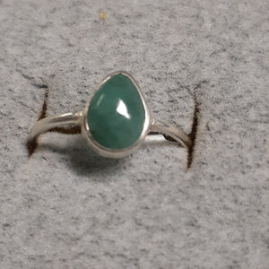 Emerald Small Teardrop Silver Ring