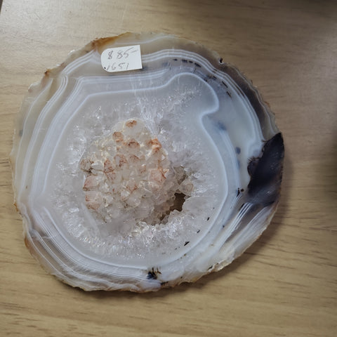 Agate Slice with Crystall Flower