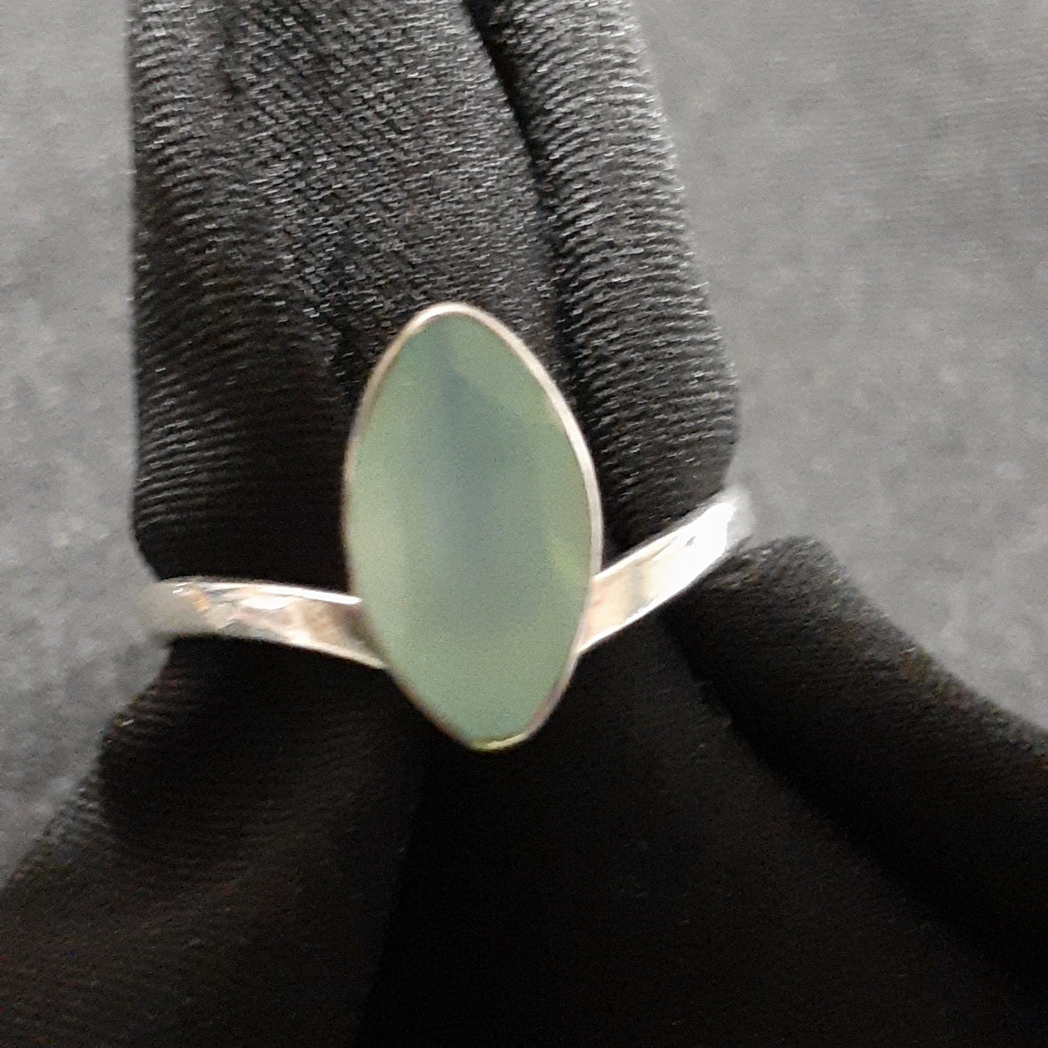 Aqua Chalcedony Ellipse Ring