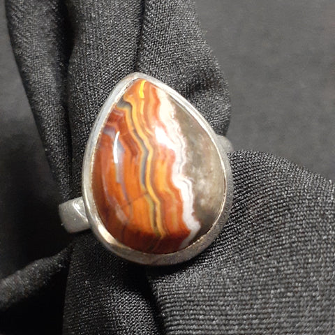 Crazy Lace Agate Teardrop Ring