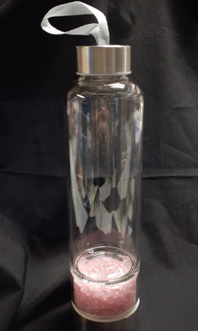 Water Bottle with Gemstone Chip Black Obsidian