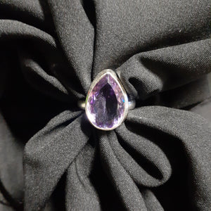 Amethyst Ring Faceted Teardrop