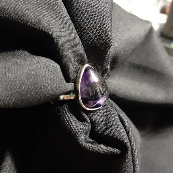 Amethyst Star Ring Smooth Teardrop