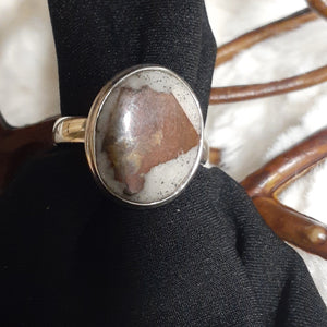 Copper Agate Sterling Silver Oval Ring